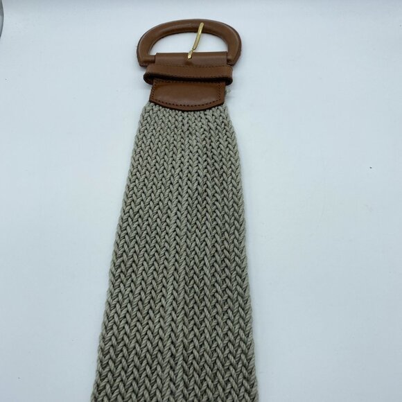 Talbots Tan Cotton Woven Waxed Cord Belt Women's Size L Wide Style 95501 - Picture 5 of 12